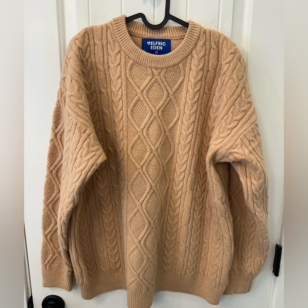 Aelfric Eden Cable Knit Sweater Camel Color Size Medium - Picture 2 of 6